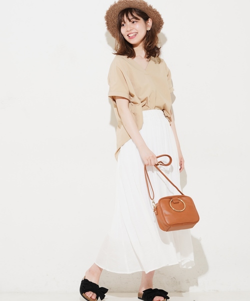 natural couture（ナチュラルクチュール）の「麻調スラブリゾートマキシスカート（スカート・レディース・ベージュ/ネイビー/ピンク/イエロー/アイボリー・FREE）」の8枚目の写真