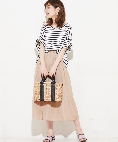 natural couture（ナチュラルクチュール）の「麻調スラブリゾートマキシスカート（スカート・レディース・ベージュ/ネイビー/ピンク/イエロー/アイボリー・FREE）」の19枚目の写真
