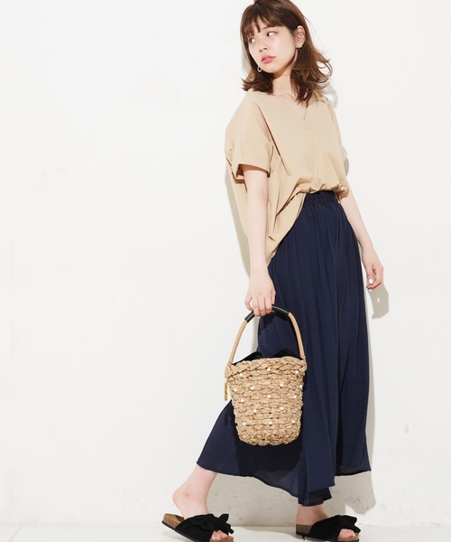 natural couture（ナチュラルクチュール）の「麻調スラブリゾートマキシスカート（スカート・レディース・ベージュ/ネイビー/ピンク/イエロー/アイボリー・FREE）」の14枚目の写真