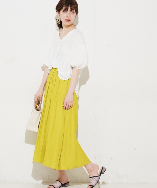 natural couture（ナチュラルクチュール）の「麻調スラブリゾートマキシスカート（スカート・レディース・ベージュ/ネイビー/ピンク/イエロー/アイボリー・FREE）」の20枚目の写真