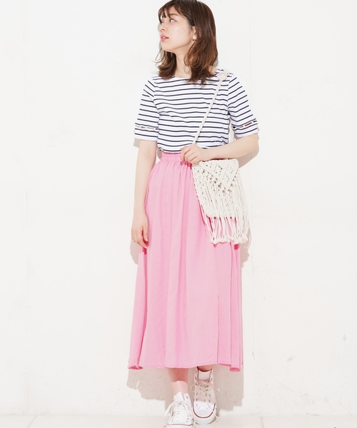 natural couture（ナチュラルクチュール）の「麻調スラブリゾートマキシスカート（スカート・レディース・ベージュ/ネイビー/ピンク/イエロー/アイボリー・FREE）」の12枚目の写真