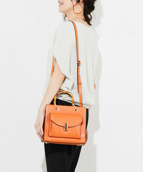 story.（ストーリー）の「【story.(ストーリー)】バンブースタッズバッグ（ショルダーバッグ・レディース・オフホワイト/オレンジ・FREE）」の6枚目の写真
