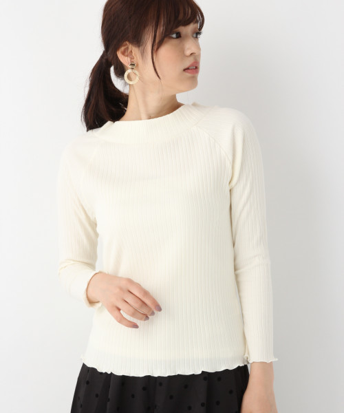 GLOBAL WORK(グローバルワーク)の「シアーリブボトルネック長袖/804341(Tシャツ/カットソー・レディース・ホワイト/ブラック/ネイビー/ブラウン/グリーン・MEDIUM/LARGE)」の10枚目の写真