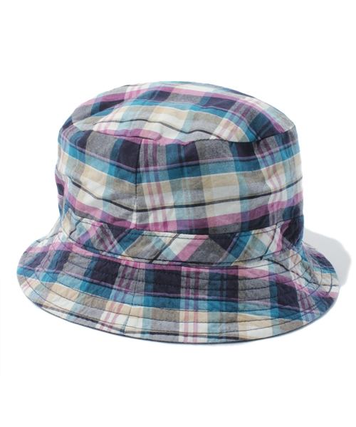 green label relaxing(グリーンレーベルリラクシング)の「○△【KIDS】コットンチェック ハット◆(ハット・キッズ・オレンジ/ネイビー・52/54)」の2枚目の写真