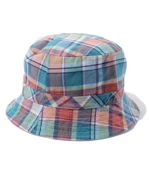green label relaxing(グリーンレーベルリラクシング)の「○△【KIDS】コットンチェック ハット◆(ハット・キッズ・オレンジ/ネイビー・52/54)」の1枚目の写真