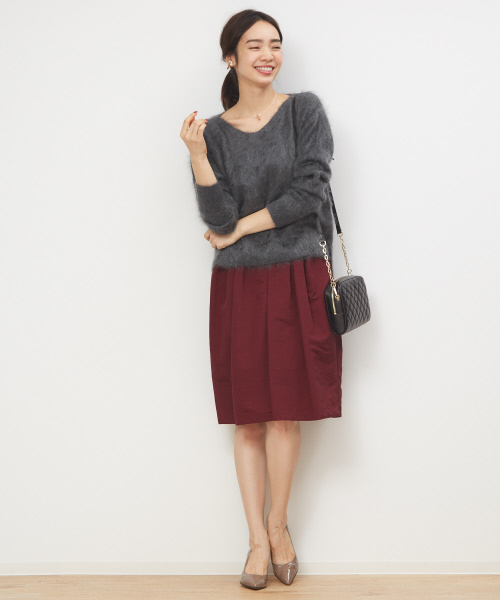 DESIGNWORKS（デザインワークス）の「ナイロングログランスカート（スカート・レディース・ボルドー/マスタード・38/36）」の7枚目の写真