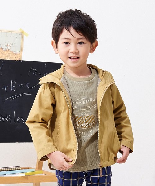 apres les cours（アプレレクール）の「フレキシブルライトパーカー（マウンテンパーカー・キッズ・ベージュ/カーキ/ストライプ・90/100/110/120/80/130/140）」の2枚目の写真