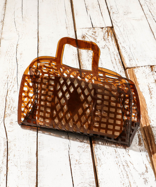 DISCOAT（ディスコート）の「クリアパンチングバック/PVCバッグ/ビニールバッグ（ボストンバッグ・レディース・パープル/ブラウン/クリア・FREE）」の6枚目の写真