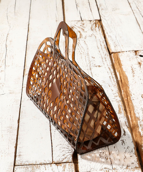 DISCOAT（ディスコート）の「クリアパンチングバック/PVCバッグ/ビニールバッグ（ボストンバッグ・レディース・パープル/ブラウン/クリア・FREE）」の7枚目の写真