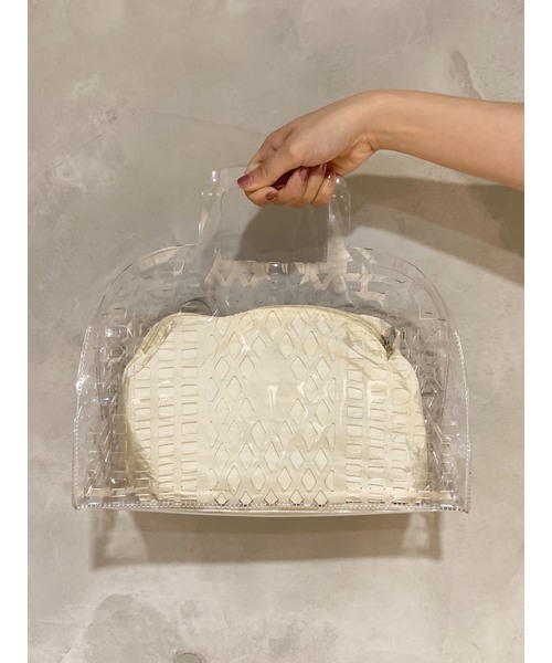 DISCOAT（ディスコート）の「クリアパンチングバック/PVCバッグ/ビニールバッグ（ボストンバッグ・レディース・パープル/ブラウン/クリア・FREE）」の4枚目の写真