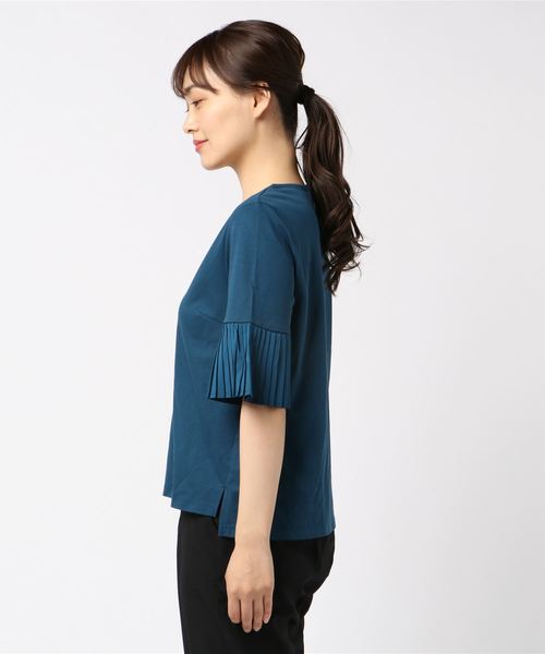 A/C DESIGN BY ALPHA CUBIC（エーシーデザインバイアルファキュービック）の「プリーツ袖プルオーバー（Tシャツ/カットソー・レディース・グリーン/ブラック/グレー/ネイビー・M size/L size）」の5枚目の写真