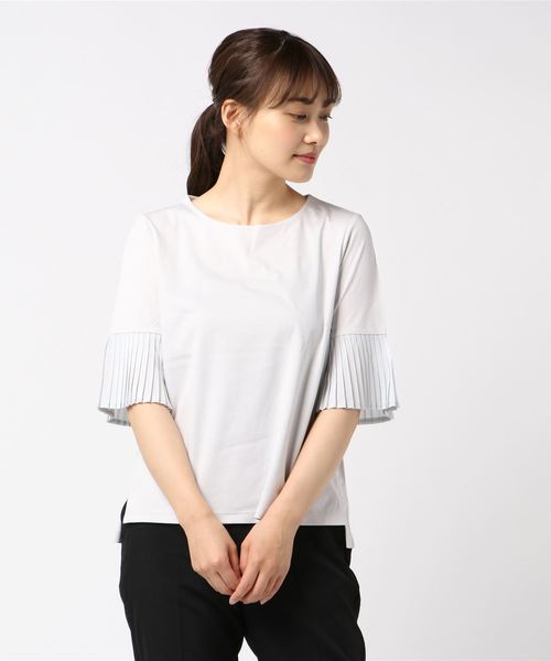 A/C DESIGN BY ALPHA CUBIC（エーシーデザインバイアルファキュービック）の「プリーツ袖プルオーバー（Tシャツ/カットソー・レディース・グリーン/ブラック/グレー/ネイビー・M size/L size）」の20枚目の写真