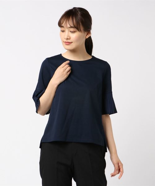 A/C DESIGN BY ALPHA CUBIC（エーシーデザインバイアルファキュービック）の「プリーツ袖プルオーバー（Tシャツ/カットソー・レディース・グリーン/ブラック/グレー/ネイビー・M size/L size）」の14枚目の写真