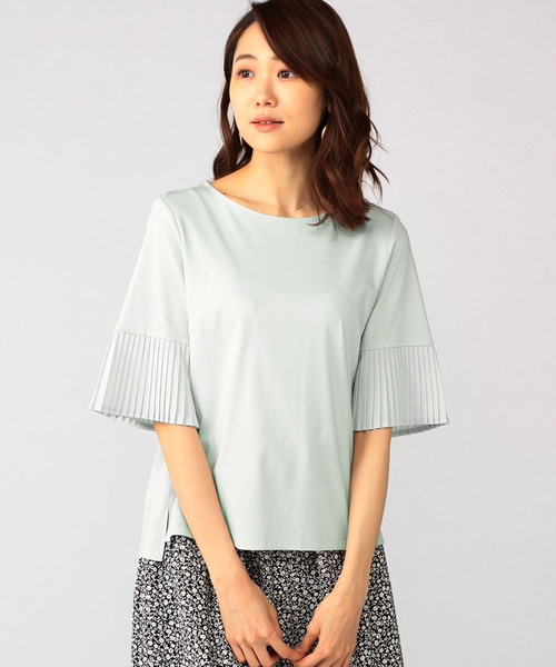 A/C DESIGN BY ALPHA CUBIC（エーシーデザインバイアルファキュービック）の「プリーツ袖プルオーバー（Tシャツ/カットソー・レディース・グリーン/ブラック/グレー/ネイビー・M size/L size）」の16枚目の写真