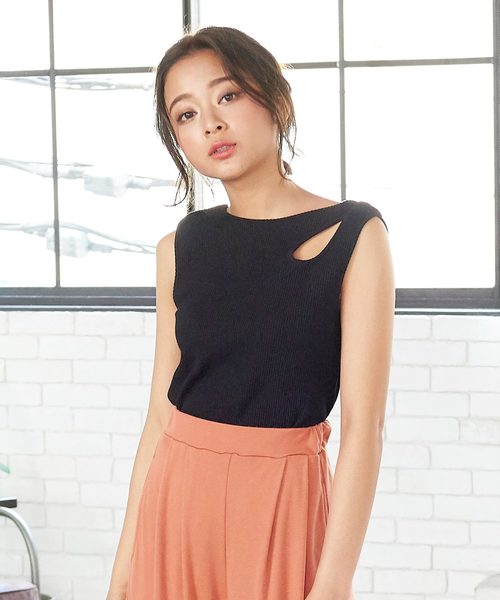 KOBE LETTUCE（コウベレタス）の「前後2wayドロップ開きリブタンクトップ（タンクトップ・レディース・ブラック/モカ/ダークオレンジ・FREE）」の2枚目の写真