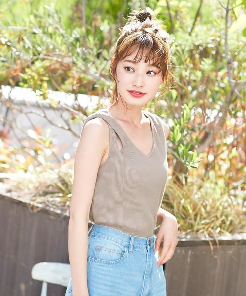 KOBE LETTUCE（コウベレタス）の「前後2wayドロップ開きリブタンクトップ（タンクトップ・レディース・ブラック/モカ/ダークオレンジ・FREE）」の7枚目の写真