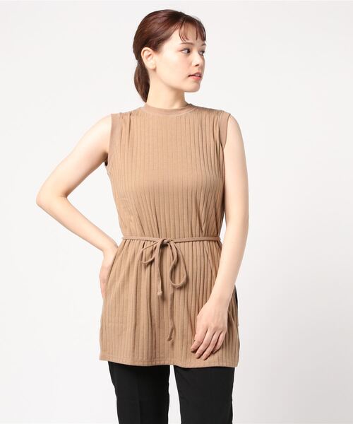 STYLEBLOCK(スタイルブロック)の「ワイドリブノースリーブカットソー(Tシャツ/カットソー・レディース・ブラック/ベージュ/カーキ/ライトベージュ・M)」の3枚目の写真