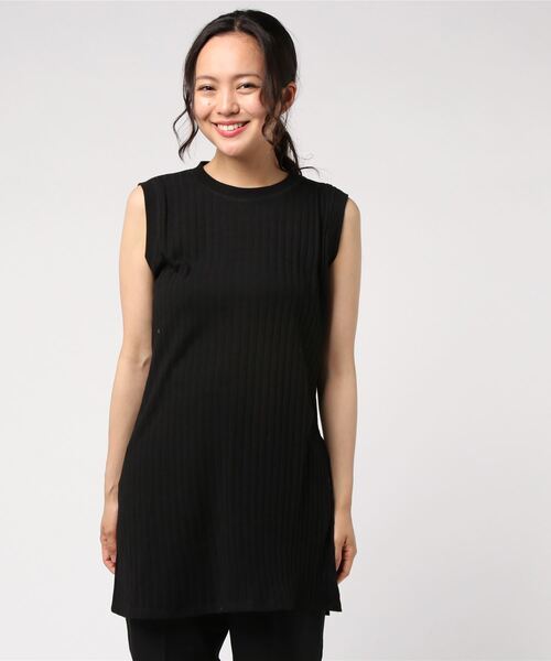 STYLEBLOCK(スタイルブロック)の「ワイドリブノースリーブカットソー(Tシャツ/カットソー・レディース・ブラック/ベージュ/カーキ/ライトベージュ・M)」の2枚目の写真