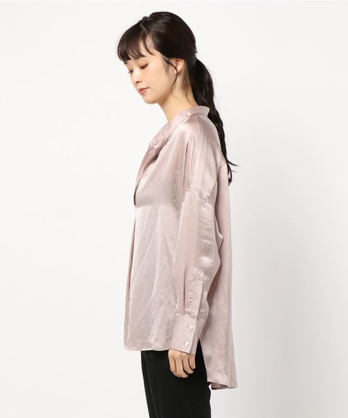 1er Arrondissement（プルミエアロンディスモン）の「ソロリライムサテンシャツ（シャツ/ブラウス・レディース・ネイビー/ピンク系その他/テラコッタ・38/36）」の4枚目の写真