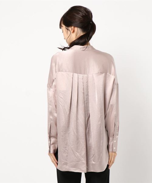 1er Arrondissement（プルミエアロンディスモン）の「ソロリライムサテンシャツ（シャツ/ブラウス・レディース・ネイビー/ピンク系その他/テラコッタ・38/36）」の5枚目の写真