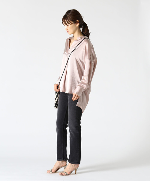 1er Arrondissement（プルミエアロンディスモン）の「ソロリライムサテンシャツ（シャツ/ブラウス・レディース・ネイビー/ピンク系その他/テラコッタ・38/36）」の18枚目の写真