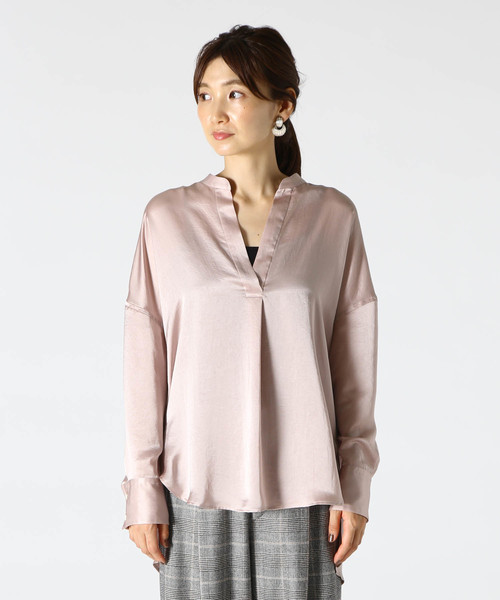 1er Arrondissement（プルミエアロンディスモン）の「ソロリライムサテンシャツ（シャツ/ブラウス・レディース・ネイビー/ピンク系その他/テラコッタ・38/36）」の20枚目の写真