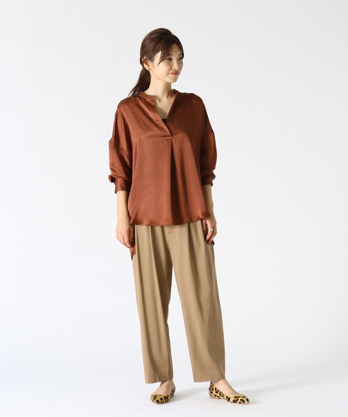 1er Arrondissement（プルミエアロンディスモン）の「ソロリライムサテンシャツ（シャツ/ブラウス・レディース・ネイビー/ピンク系その他/テラコッタ・38/36）」の12枚目の写真