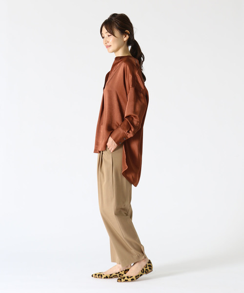 1er Arrondissement（プルミエアロンディスモン）の「ソロリライムサテンシャツ（シャツ/ブラウス・レディース・ネイビー/ピンク系その他/テラコッタ・38/36）」の13枚目の写真