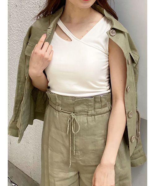 MERCURYDUO（マーキュリーデュオ）の「ウエストドロストサファリジャケット（テーラードジャケット・レディース・ベージュ/カーキ・FREE）」の2枚目の写真