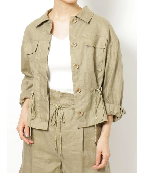 MERCURYDUO（マーキュリーデュオ）の「ウエストドロストサファリジャケット（テーラードジャケット・レディース・ベージュ/カーキ・FREE）」の6枚目の写真