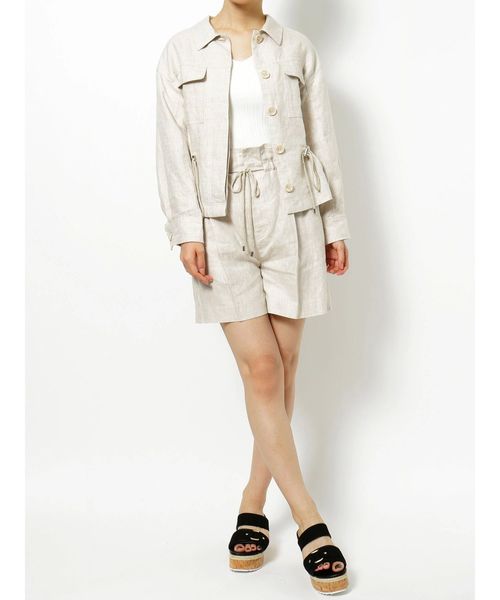 MERCURYDUO（マーキュリーデュオ）の「ウエストドロストサファリジャケット（テーラードジャケット・レディース・ベージュ/カーキ・FREE）」の7枚目の写真