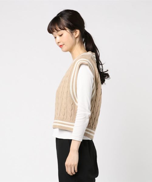 WEGO（ウィゴー）の「WEGO/チルデンニットベスト（ベスト・レディース・ベージュ/ブラック/ホワイト/グリーン・FREE）」の20枚目の写真