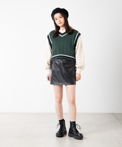 WEGO（ウィゴー）の「WEGO/チルデンニットベスト（ベスト・レディース・ベージュ/ブラック/ホワイト/グリーン・FREE）」の14枚目の写真