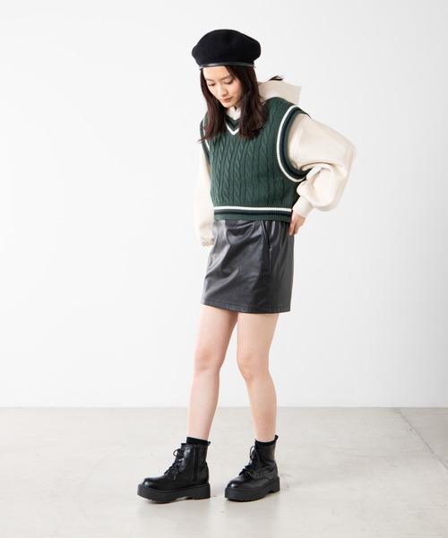 WEGO（ウィゴー）の「WEGO/チルデンニットベスト（ベスト・レディース・ベージュ/ブラック/ホワイト/グリーン・FREE）」の16枚目の写真