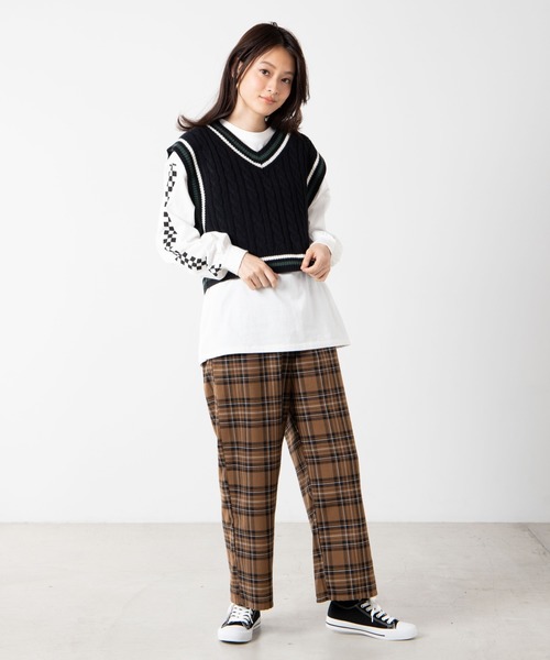 WEGO（ウィゴー）の「WEGO/チルデンニットベスト（ベスト・レディース・ベージュ/ブラック/ホワイト/グリーン・FREE）」の9枚目の写真