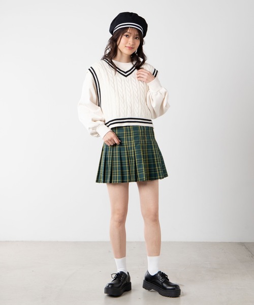 WEGO（ウィゴー）の「WEGO/チルデンニットベスト（ベスト・レディース・ベージュ/ブラック/ホワイト/グリーン・FREE）」の6枚目の写真