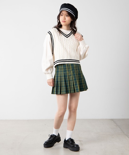 WEGO（ウィゴー）の「WEGO/チルデンニットベスト（ベスト・レディース・ベージュ/ブラック/ホワイト/グリーン・FREE）」の7枚目の写真