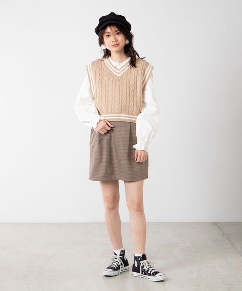 WEGO（ウィゴー）の「WEGO/チルデンニットベスト（ベスト・レディース・ベージュ/ブラック/ホワイト/グリーン・FREE）」の11枚目の写真