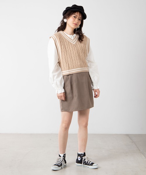 WEGO（ウィゴー）の「WEGO/チルデンニットベスト（ベスト・レディース・ベージュ/ブラック/ホワイト/グリーン・FREE）」の12枚目の写真