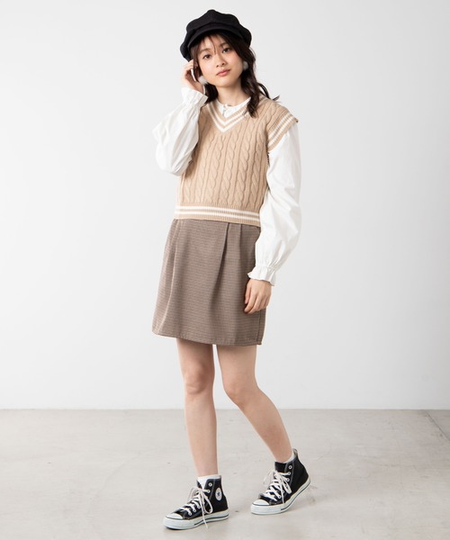 WEGO（ウィゴー）の「WEGO/チルデンニットベスト（ベスト・レディース・ベージュ/ブラック/ホワイト/グリーン・FREE）」の13枚目の写真