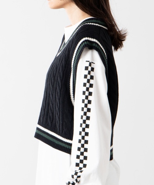 WEGO（ウィゴー）の「WEGO/チルデンニットベスト（ベスト・レディース・ベージュ/ブラック/ホワイト/グリーン・FREE）」の18枚目の写真