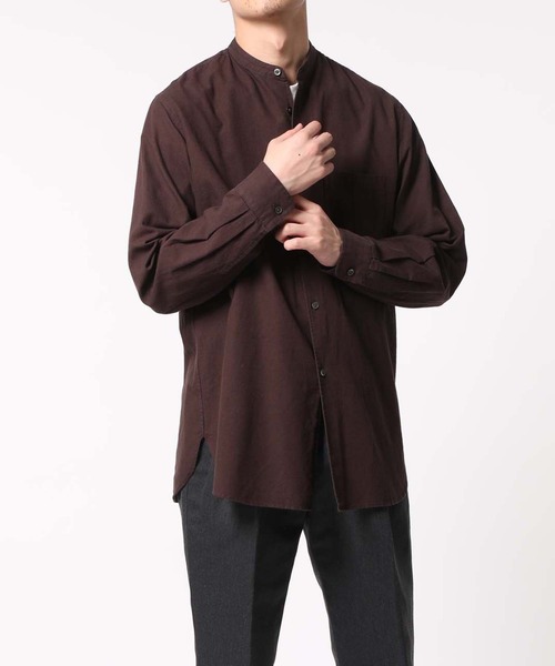 ADAM ET ROPE'（アダムエロペ）の「〈バンブー素材〉オーバーサイズ バンドカラーシャツ（シャツ/ブラウス・メンズ・ライトグリーン/ブラウン系その他/オレンジ系その他4/ホワイト・S/M/L）」の3枚目の写真