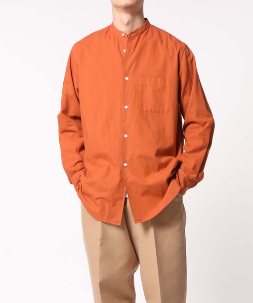 ADAM ET ROPE'（アダムエロペ）の「〈バンブー素材〉オーバーサイズ バンドカラーシャツ（シャツ/ブラウス・メンズ・ライトグリーン/ブラウン系その他/オレンジ系その他4/ホワイト・S/M/L）」の4枚目の写真