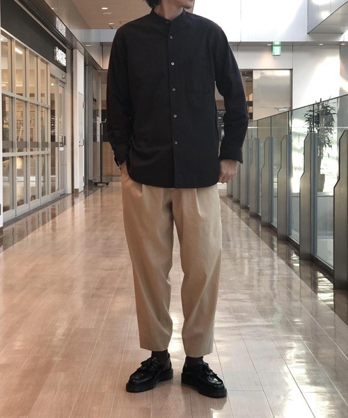 ADAM ET ROPE'（アダムエロペ）の「〈バンブー素材〉オーバーサイズ バンドカラーシャツ（シャツ/ブラウス・メンズ・ライトグリーン/ブラウン系その他/オレンジ系その他4/ホワイト・S/M/L）」の8枚目の写真