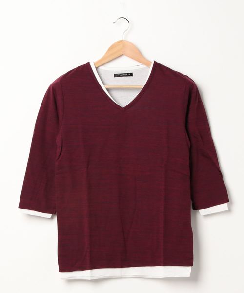 B.I.D.(ビーアイディー)の「《Bl》アンサンブルVネック7分袖Tシャツ(Tシャツ/カットソー・レディース・ホワイト/ネイビー/グレー/ブラック/ワインレッド・MEDIUM/LARGE/X-LARGE)」の5枚目の写真