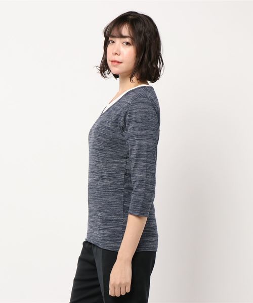 B.I.D.(ビーアイディー)の「《Bl》アンサンブルVネック7分袖Tシャツ(Tシャツ/カットソー・レディース・ホワイト/ネイビー/グレー/ブラック/ワインレッド・MEDIUM/LARGE/X-LARGE)」の6枚目の写真