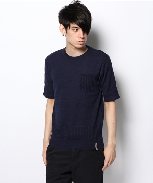 CIAOPANIC TYPY（チャオパニックティピー）の「ラミーコットン切替プルオーバー（ニット/セーター・メンズ・ネイビー/カーキ/ピンク・SMALL/LARGE/MEDIUM）」の4枚目の写真