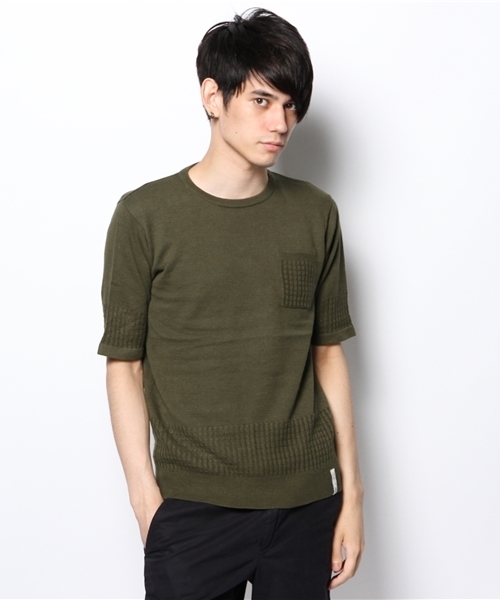 CIAOPANIC TYPY（チャオパニックティピー）の「ラミーコットン切替プルオーバー（ニット/セーター・メンズ・ネイビー/カーキ/ピンク・SMALL/LARGE/MEDIUM）」の2枚目の写真