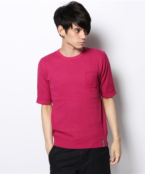 CIAOPANIC TYPY（チャオパニックティピー）の「ラミーコットン切替プルオーバー（ニット/セーター・メンズ・ネイビー/カーキ/ピンク・SMALL/LARGE/MEDIUM）」の3枚目の写真