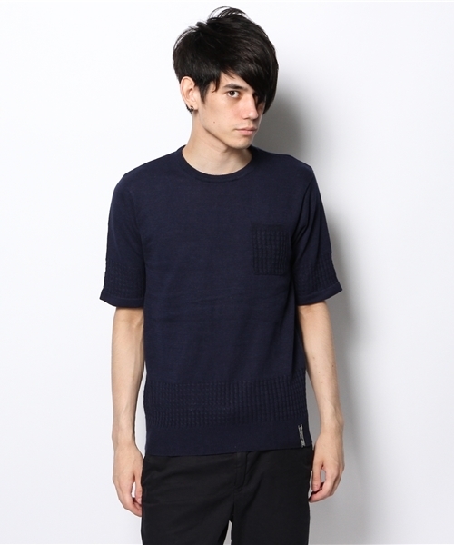 CIAOPANIC TYPY（チャオパニックティピー）の「ラミーコットン切替プルオーバー（ニット/セーター・メンズ・ネイビー/カーキ/ピンク・SMALL/LARGE/MEDIUM）」の5枚目の写真